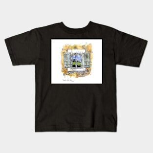 Old chapel window, France Kids T-Shirt